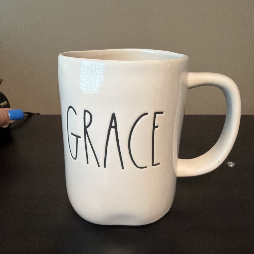 Rae Dunn GRACE Mug Artisan Collection By Magenta White Ceramic Mug